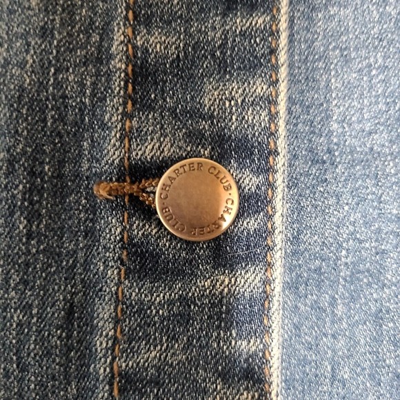 Charter Club Jean Shop Denim Jacket Size PS Blue Pockets Stretch Button Front - Picture 11 of 11